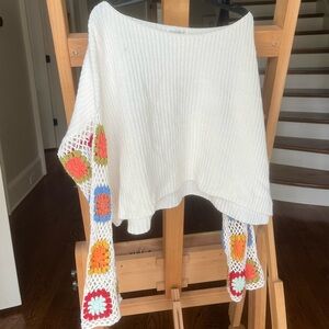 Vestique White Crochet Trim Shrug